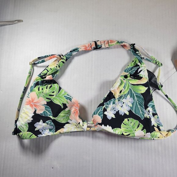 Volcom Shady Beach Women Tropical Floral Adjustable Halter Bikini Top Size XL - Picture 7 of 10